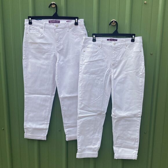 Gloria Vanderbilt White Ladies' Cuffed Boyfriend Jean Pants 2-Pack Size 10 - Picture 1 of 8